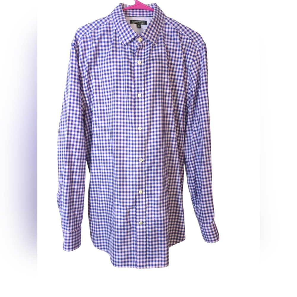 Banana Republic shirt Non-Iron Tailored slim Fit Size XL Plaid Shirt
